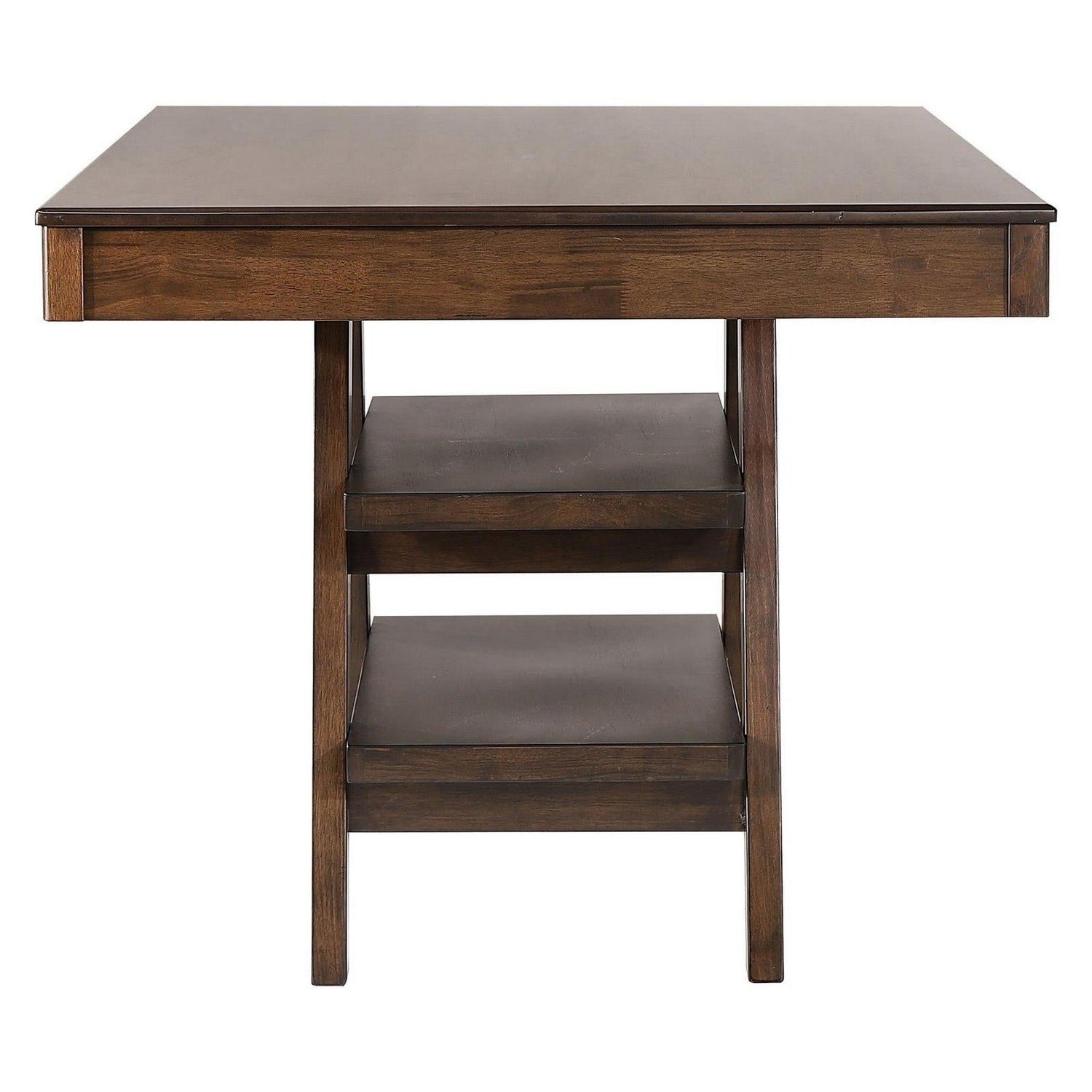 Dewey 2-drawer Counter Height Table with Open Shelves Walnut 115208