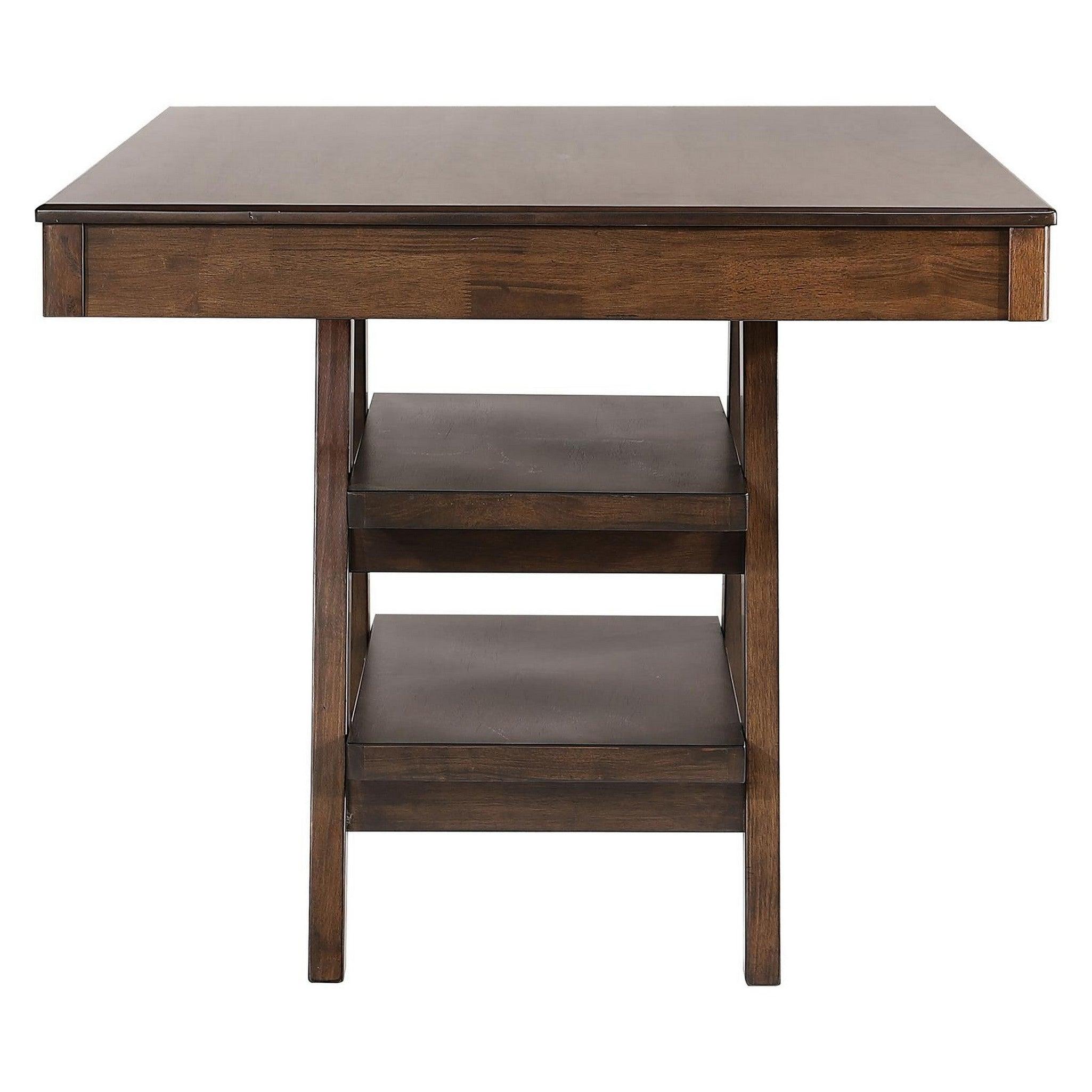 Dewey 2-drawer Counter Height Table with Open Shelves Walnut 115208