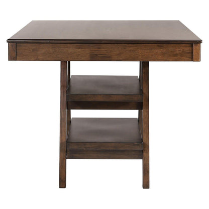 Dewey 2-drawer Counter Height Table with Open Shelves Walnut 115208