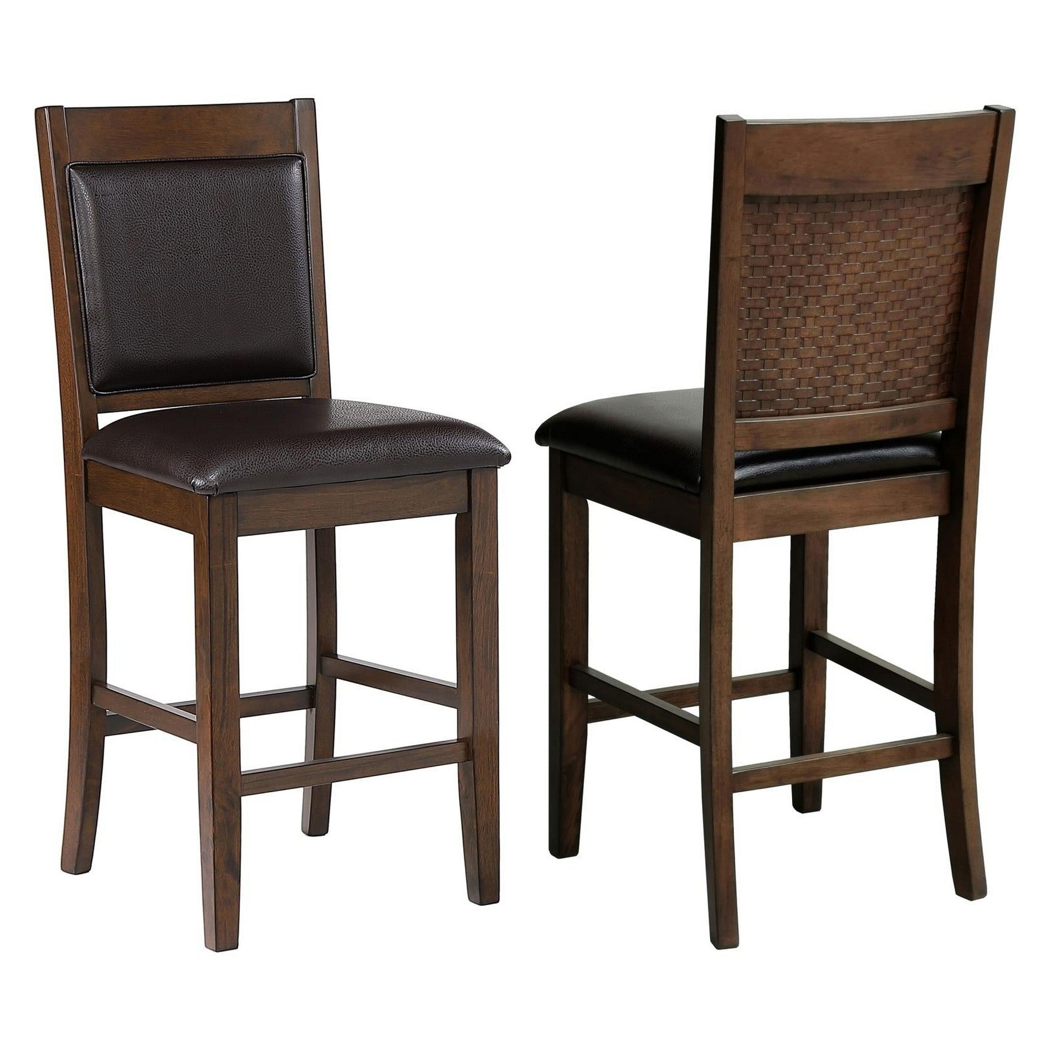 Dewey Upholstered Counter Height Chairs with Footrest (Set of 2) Brown and Walnut 115209