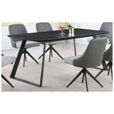 Smith Rectangle Ceramic Top Dining Table Black and Gunmetal 115231