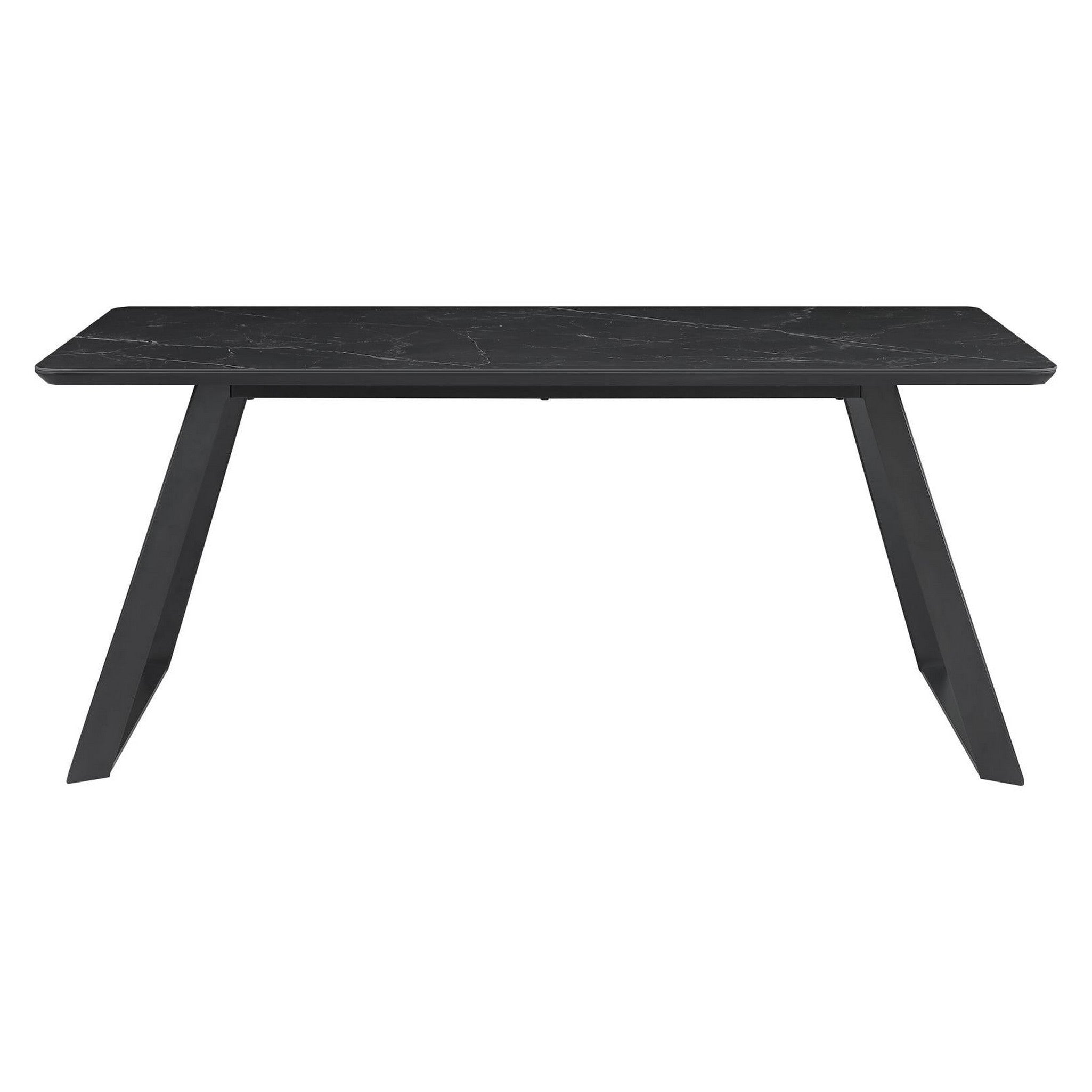 Smith Rectangle Ceramic Top Dining Table Black and Gunmetal 115231