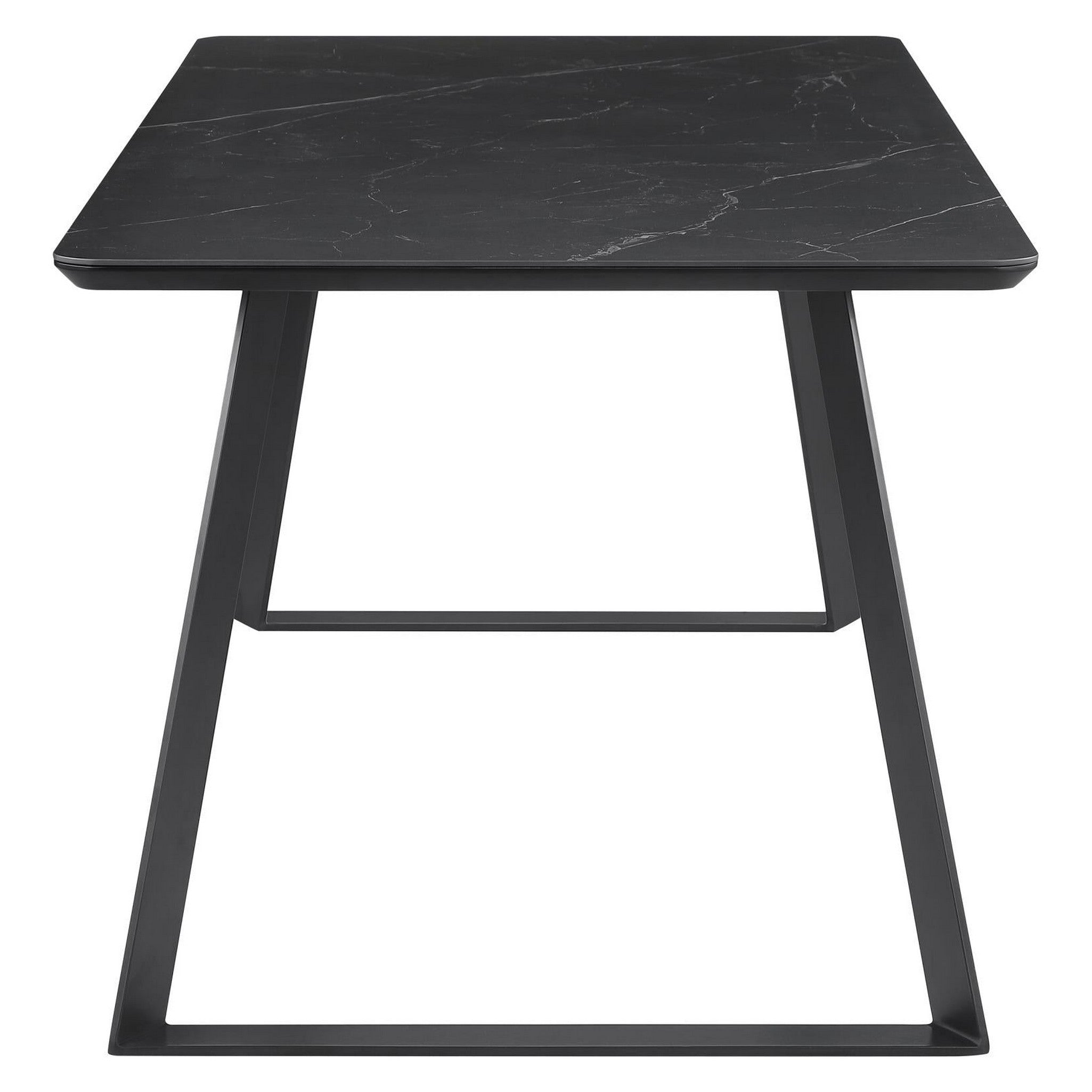 Smith Rectangle Ceramic Top Dining Table Black and Gunmetal 115231
