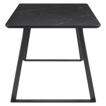 Smith Rectangle Ceramic Top Dining Table Black and Gunmetal 115231