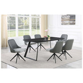 Smith Rectangle Ceramic Top Dining Table Black and Gunmetal 115231