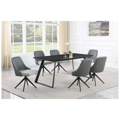 Smith Rectangle Ceramic Top Dining Table Black and Gunmetal 115231