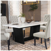 Osborne Trestle Base Marble Top Dining Table Espresso and White 115511