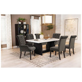 Osborne Trestle Base Marble Top Dining Table Espresso and White 115511