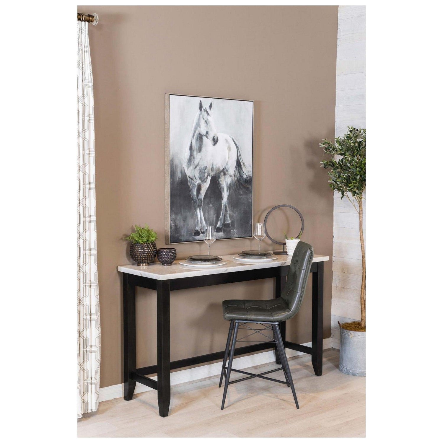 Toby Rectangular Marble Top Counter Height Table Espresso and White 115528