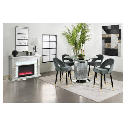 Ellie 5-piece Pedestal Counter Height Dining Room Set Mirror and Grey 115558-S5G