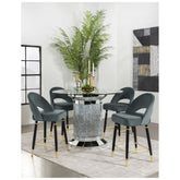 Ellie 5-piece Pedestal Counter Height Dining Room Set Mirror and Grey 115558-S5G