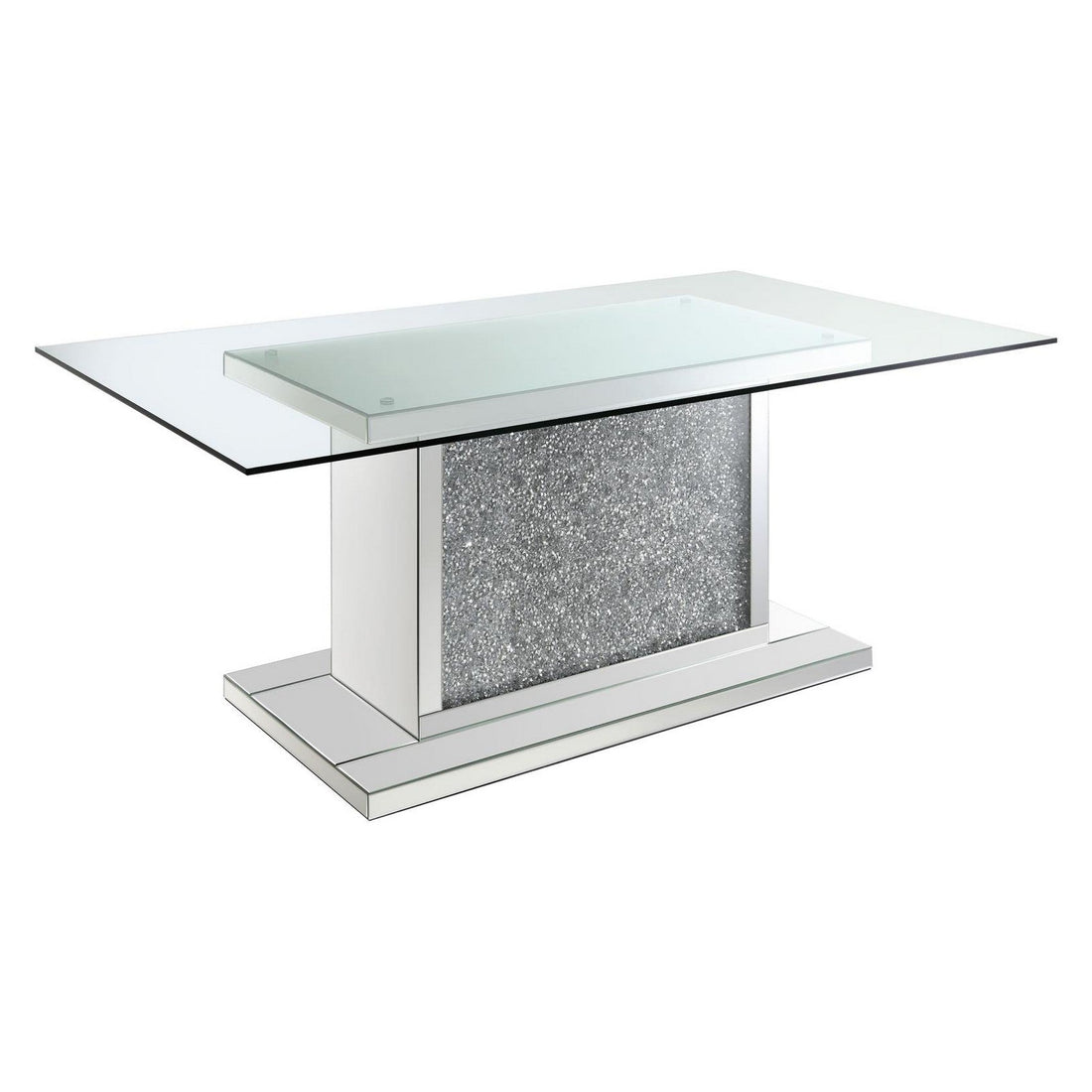 Marilyn 5-piece Rectangle Pedestal Dining Room Set Mirror and Grey 115571-S5G