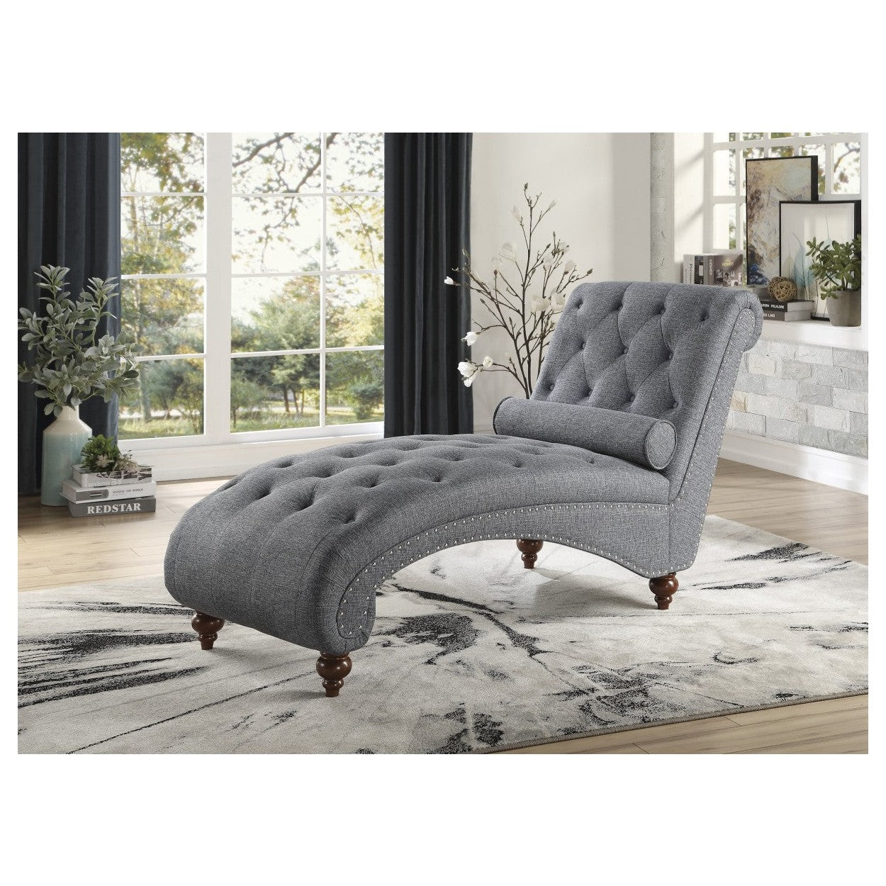 CHAISE, DARK GRAY 100% POLYESTER 1162GY-5