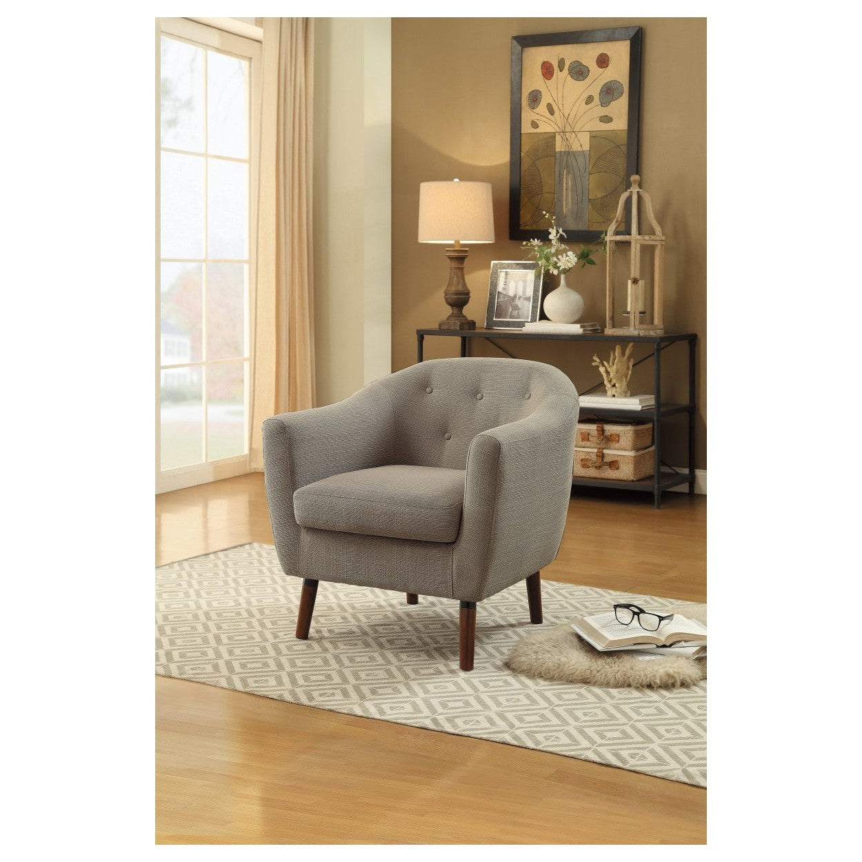 ACCENT CHAIR, BEIGE 100% POLYESTER 1192BE