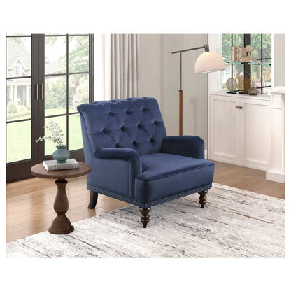 Tufted Accent Chair w/nailheads, Dark Blue 1201F3S
