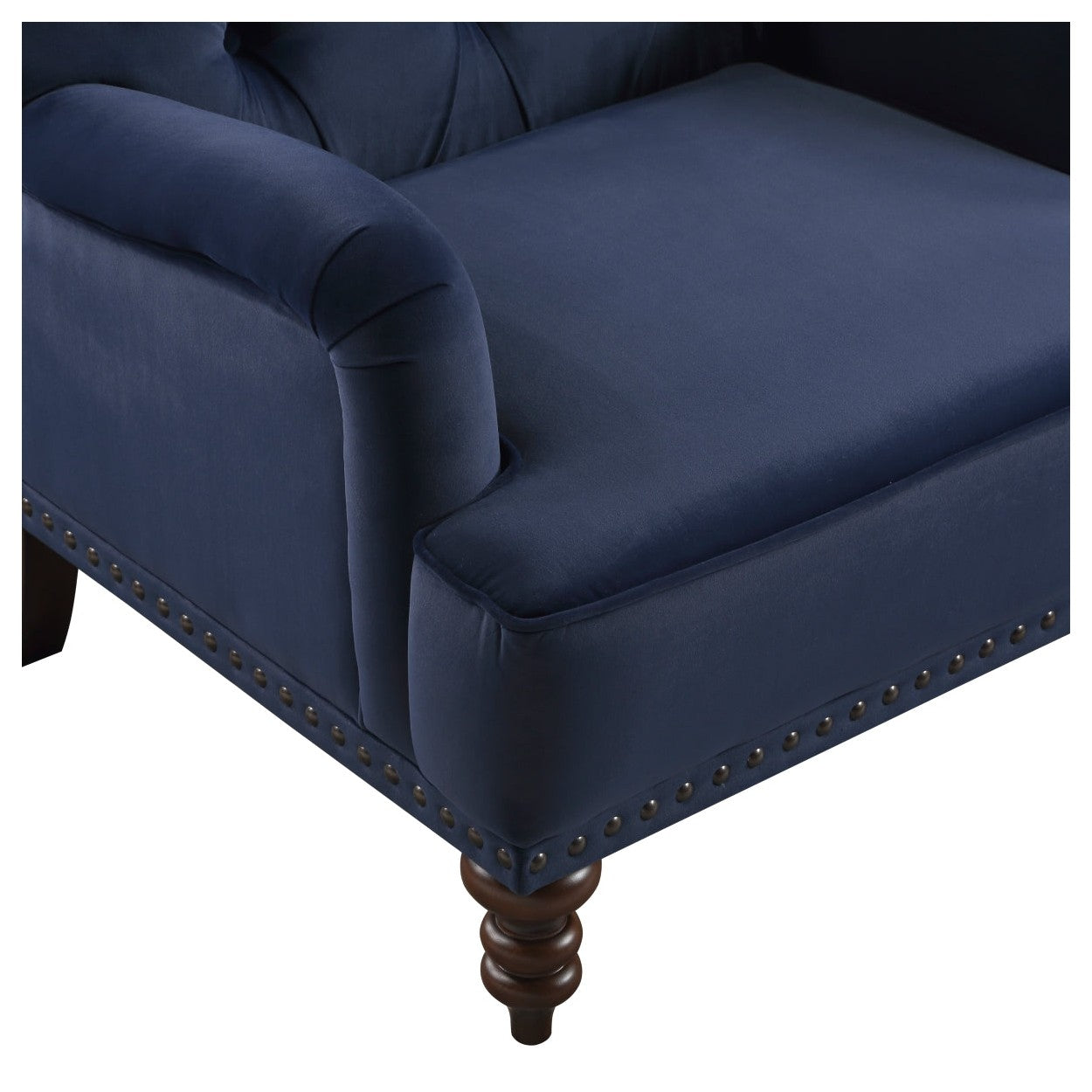 Tufted Accent Chair w/nailheads, Dark Blue 1201F3S