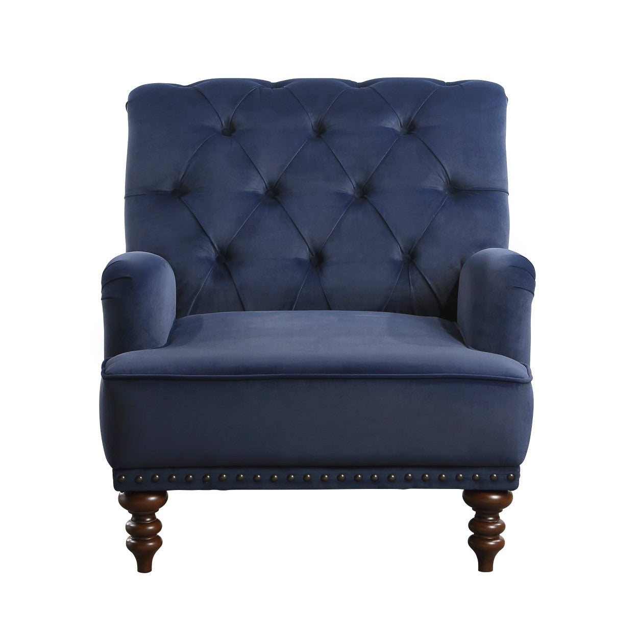 Tufted Accent Chair w/nailheads, Dark Blue 1201F3S