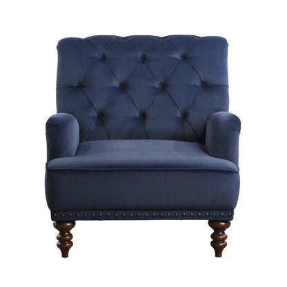 Tufted Accent Chair w/nailheads, Dark Blue 1201F3S