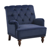 Tufted Accent Chair w/nailheads, Dark Blue 1201F3S