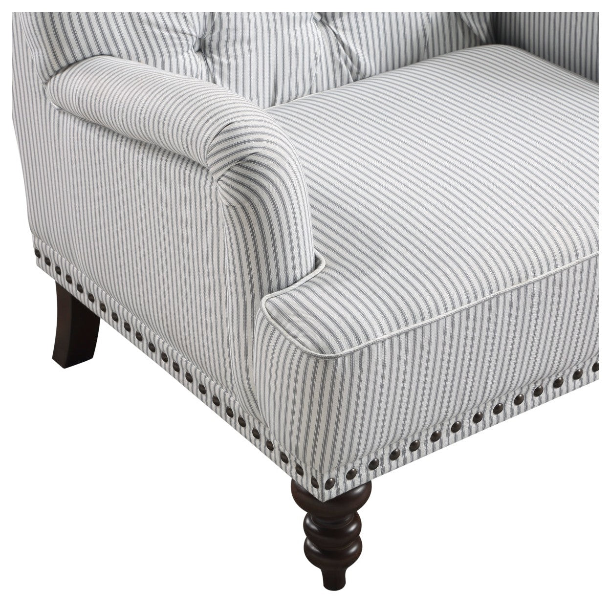 Tufted Accent Chair w/nailheads, Gray/White 1201F5S