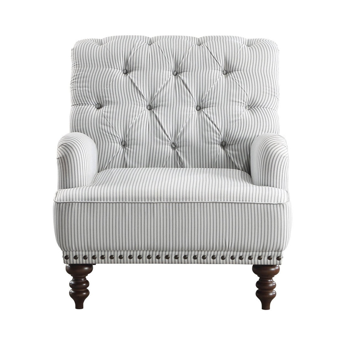 Tufted Accent Chair w/nailheads, Gray/White 1201F5S
