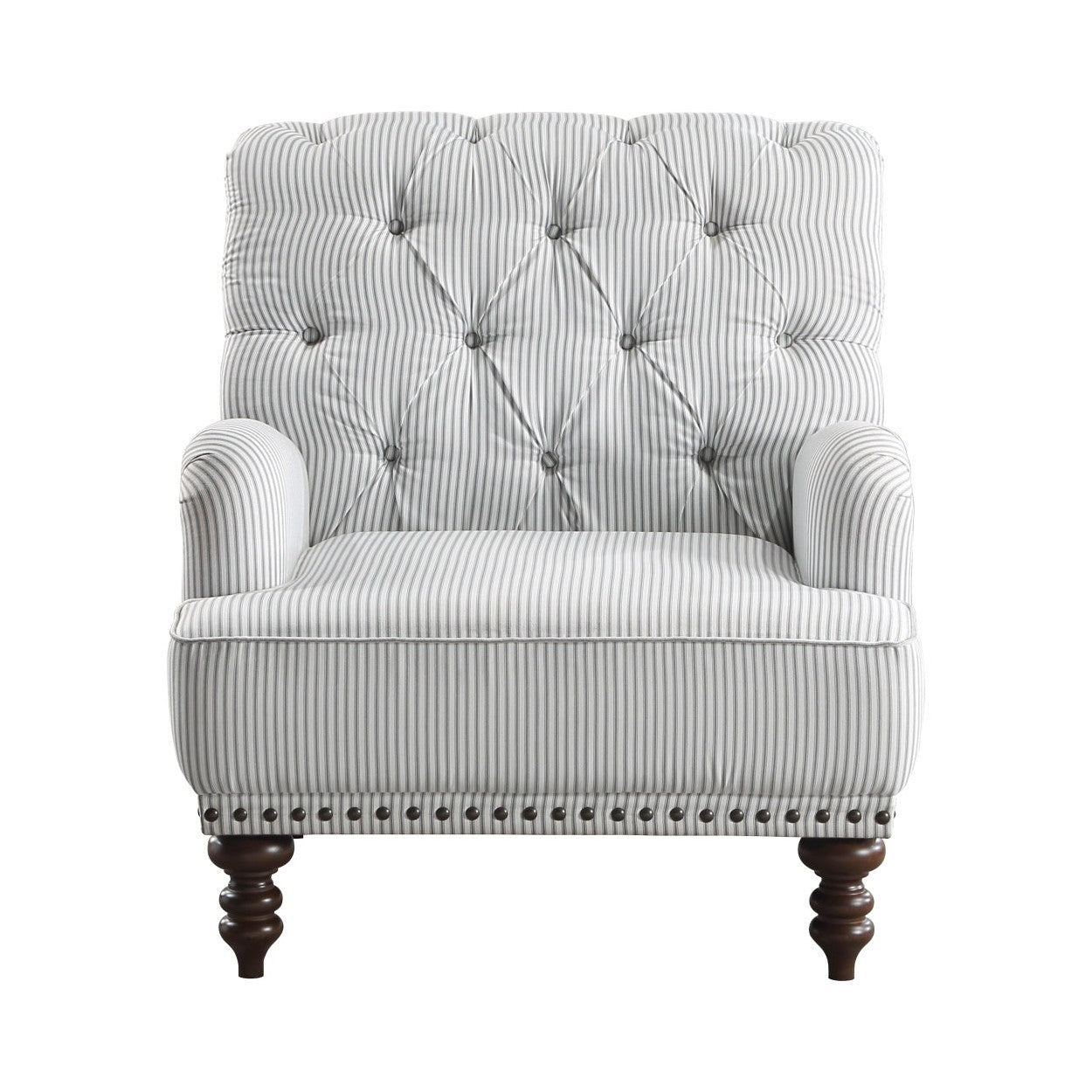 Tufted Accent Chair w/nailheads, Gray/White 1201F5S