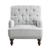 Tufted Accent Chair w/nailheads, Gray/White 1201F5S