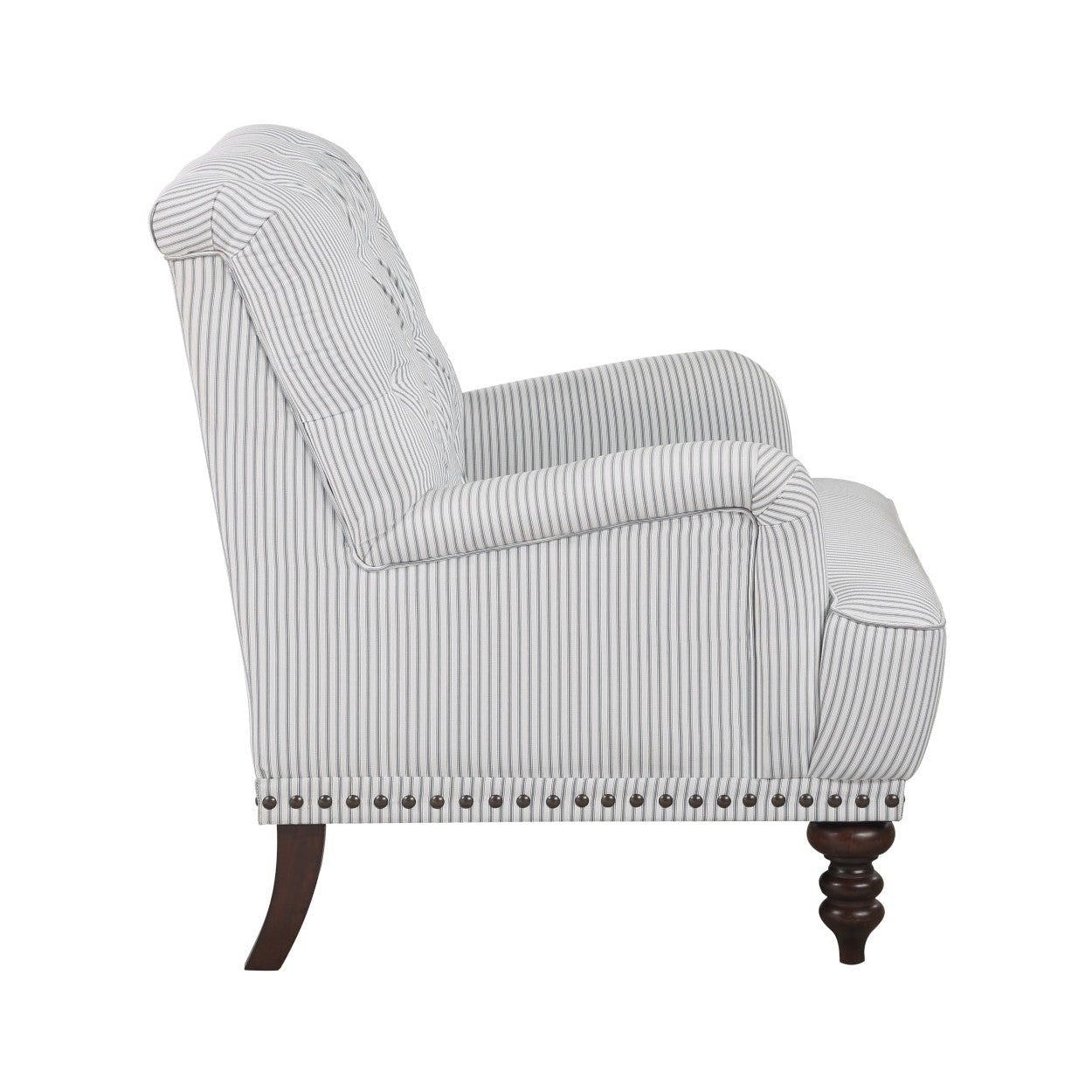 Tufted Accent Chair w/nailheads, Gray/White 1201F5S
