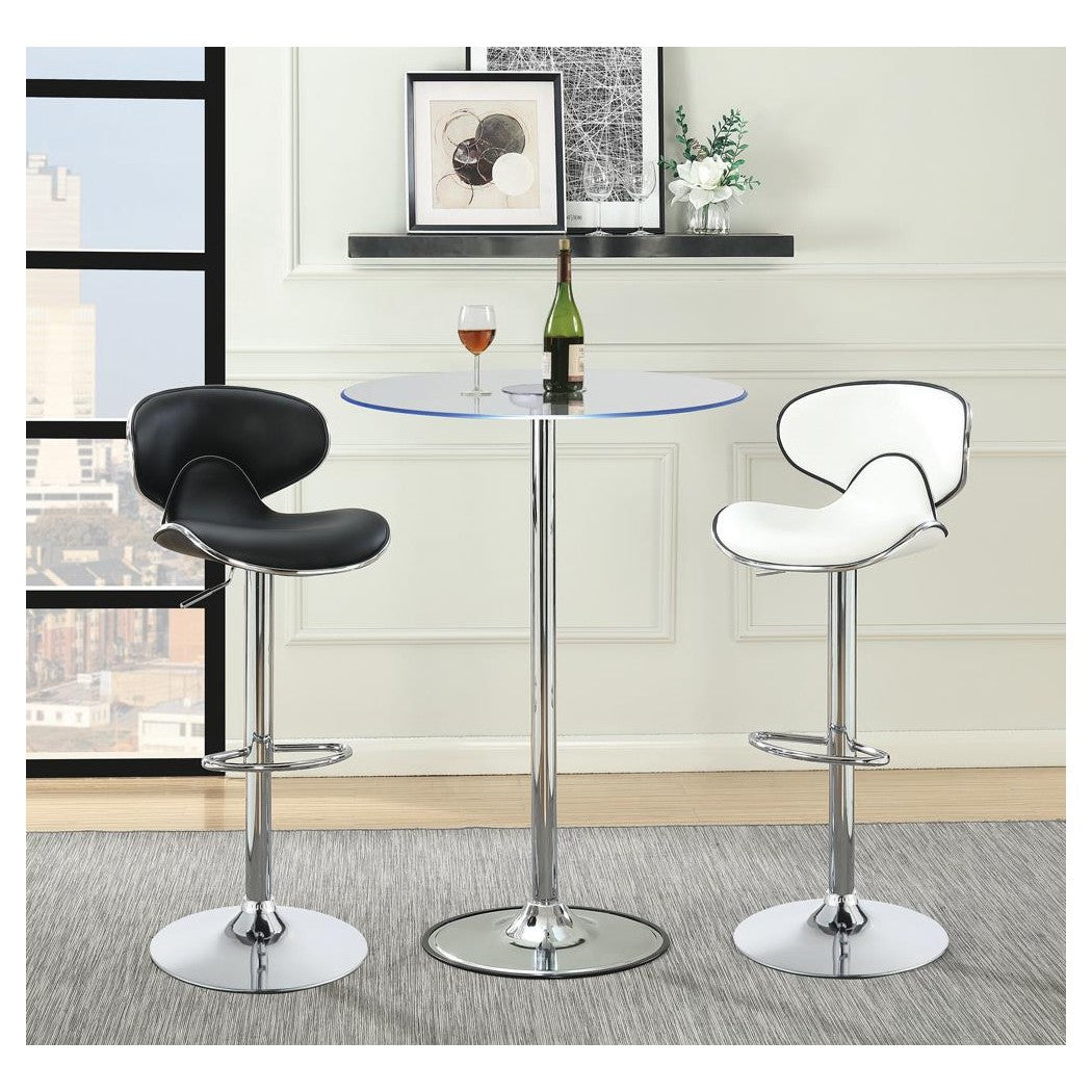 Edenton Upholstered Adjustable Height Bar Stools White and Chrome (Set of 2) 120389