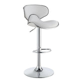 Edenton Upholstered Adjustable Height Bar Stools White and Chrome (Set of 2) 120389