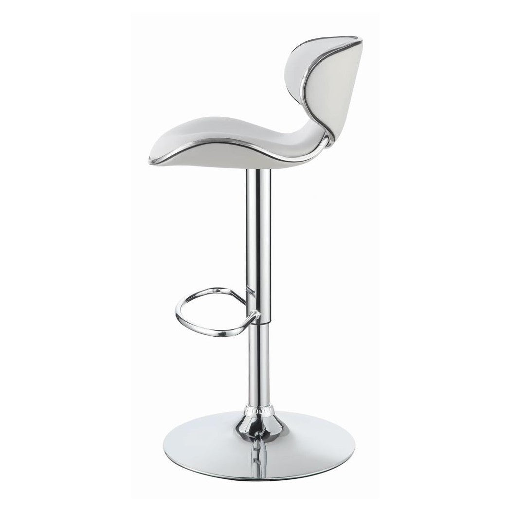 Edenton Upholstered Adjustable Height Bar Stools White and Chrome (Set of 2) 120389