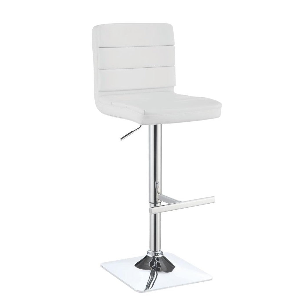 Bianca Upholstered Adjustable Bar Stools White and Chrome (Set of 2) 120694