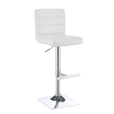 Bianca Upholstered Adjustable Bar Stools White and Chrome (Set of 2) 120694