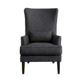 ACCENT CHAIR W/ KIDNEY PILLOW, CHARCOAL 100% POLYESTER 1296F1S