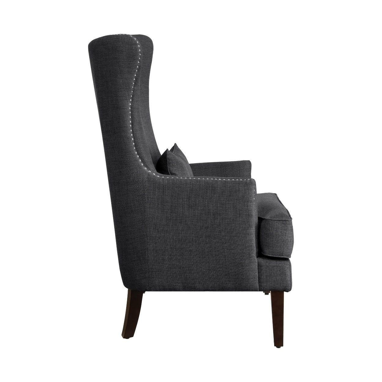 ACCENT CHAIR W/ KIDNEY PILLOW, CHARCOAL 100% POLYESTER 1296F1S