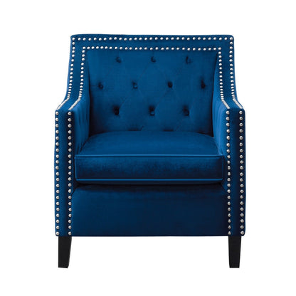 ACCENT CHAIR W/ NAILHEADS, NAVY VELVET (DIFF. NAILHEADS) 1297NV-1NN