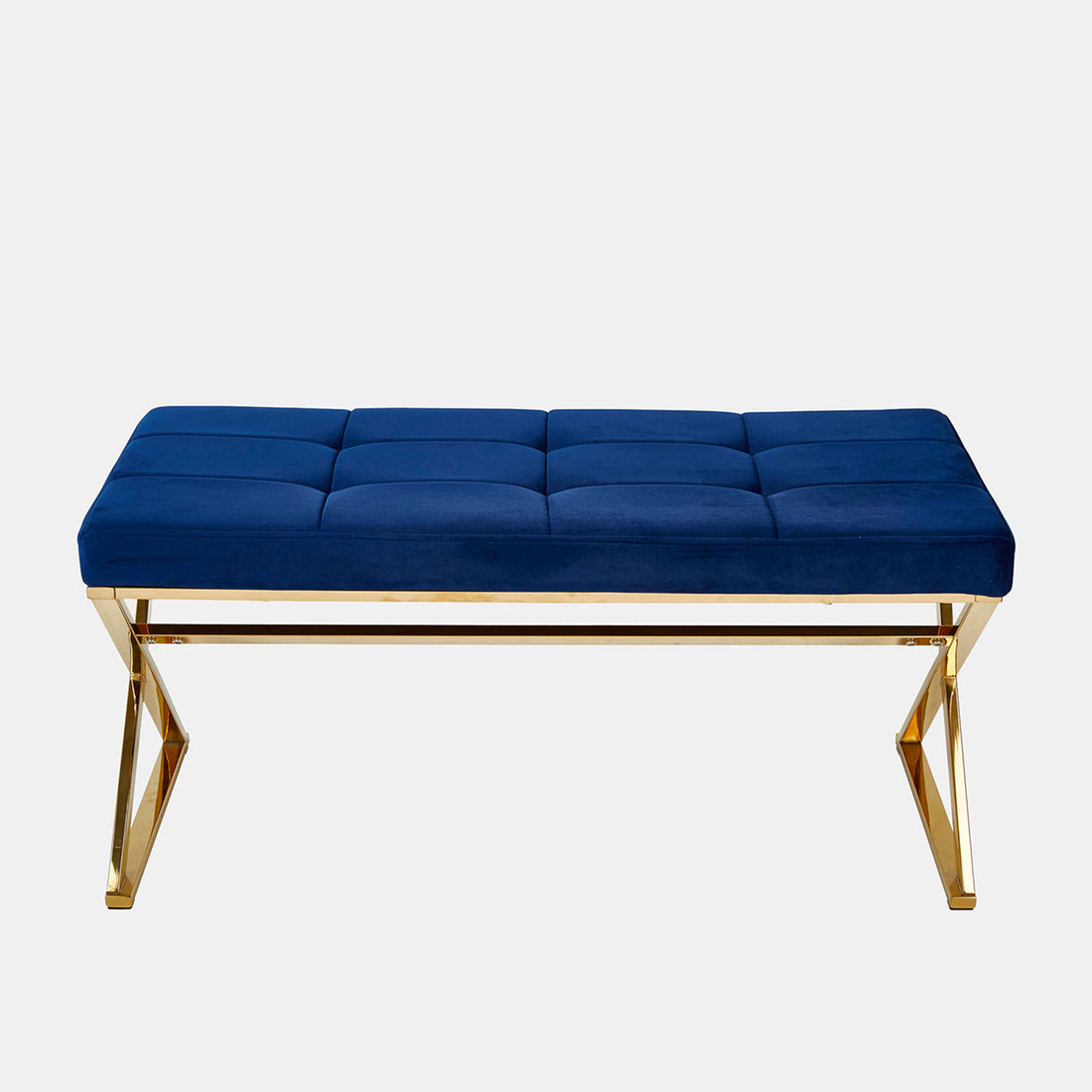 Sagebrook Home Blue/gold Velveteen Bench, X Legs, Kd