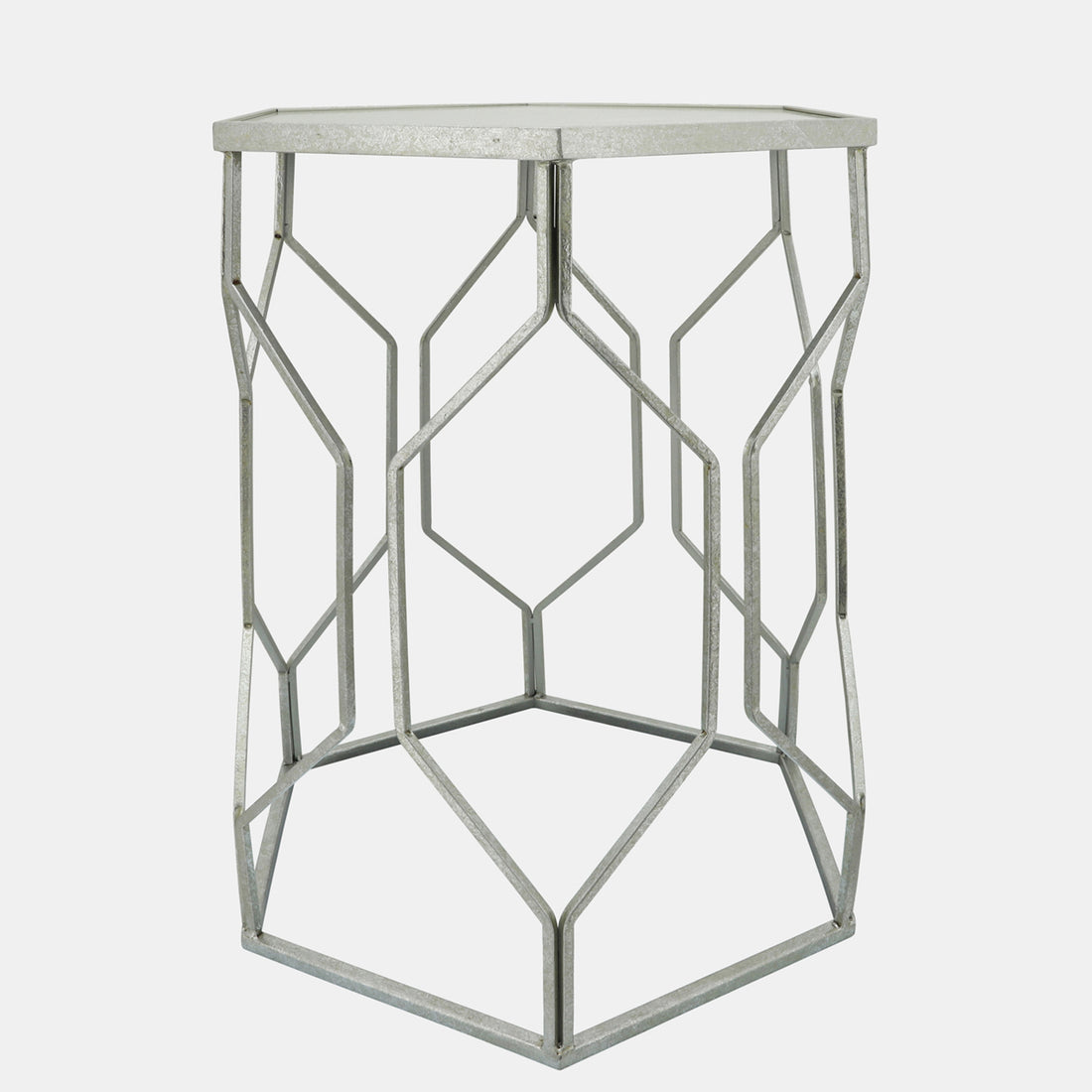 Sagebrook Home S/2 Mirrored Hexagon Accent Tables 25/21&quot; Silver