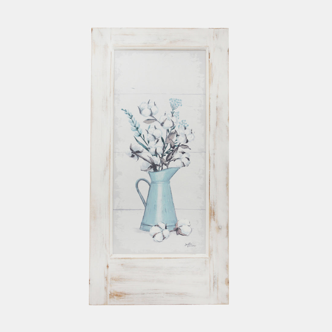 Sagebrook Home Tin Painted Floral Wall Art, Wooden Frame