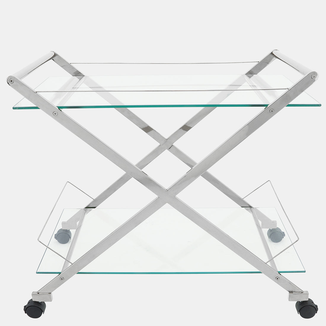 Sagebrook Home Two Tier 31&quot; Rolling Bar Cart,silver