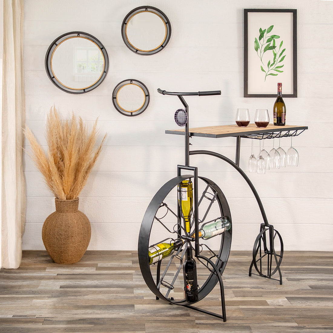 Sagebrook Home Metal &amp; Wood Bike Wine Rack, Black
