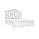 (3) CK PLFM BED W/FB DRAWERS, LED, WHITE 1436WK-1CK*