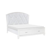 (3) CK PLFM BED W/FB DRAWERS, LED, WHITE 1436WK-1CK*