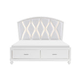 (3) QUEEN PLFM BED W/FB DRAWERS, LED, WHITE 1436W-1*