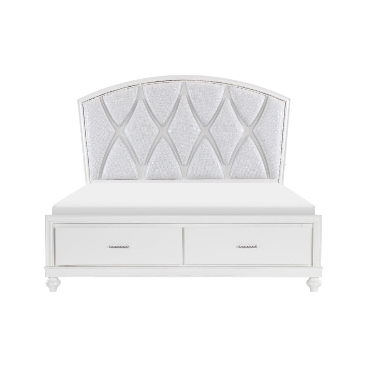 (3) CK PLFM BED W/FB DRAWERS, LED, WHITE 1436WK-1CK*