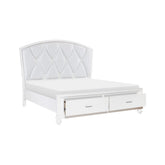 (3) CK PLFM BED W/FB DRAWERS, LED, WHITE 1436WK-1CK*