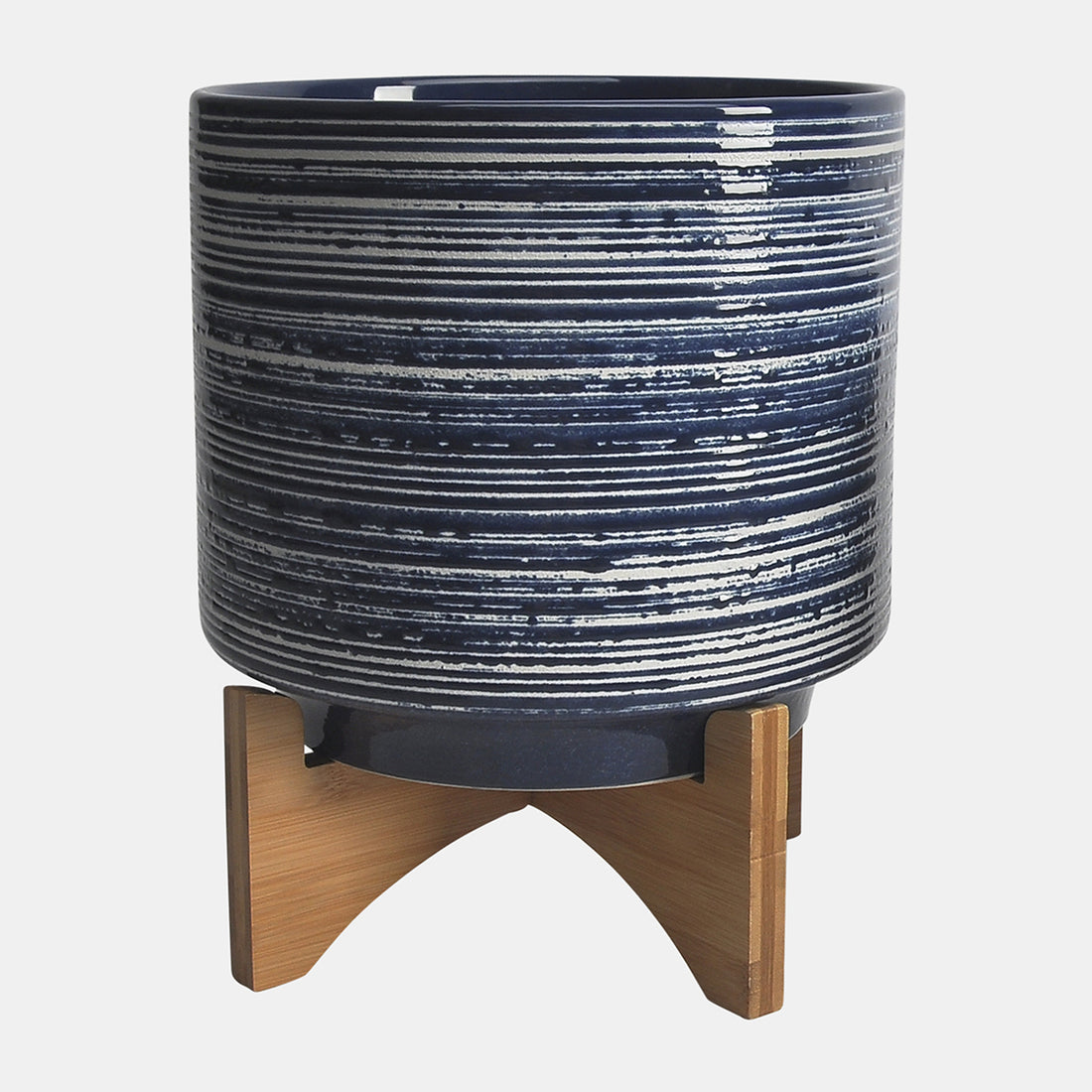 Sagebrook Home Ceramic S/2 8/10&quot; Planter On Stand, Blue