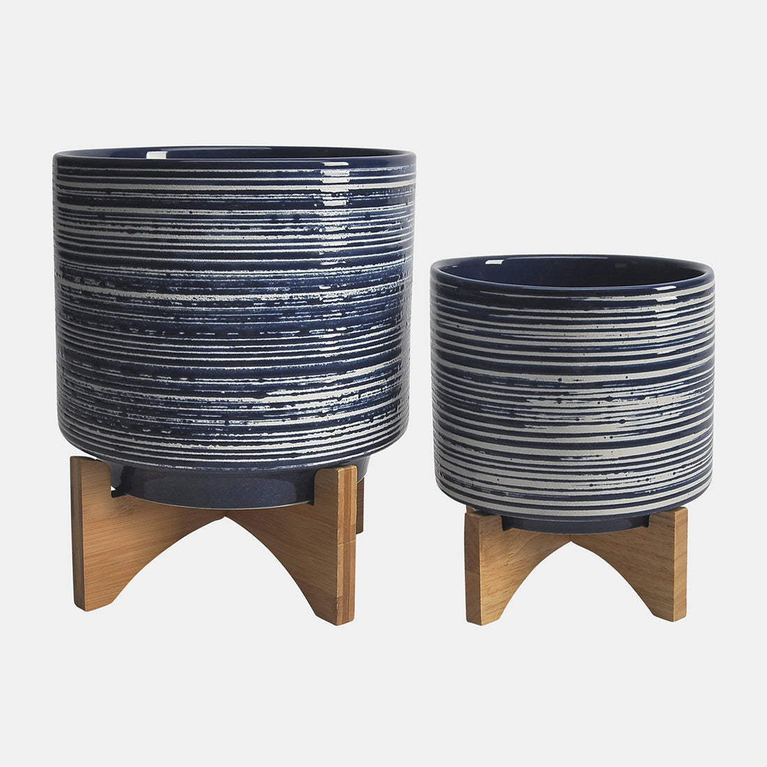 Sagebrook Home Ceramic S/2 8/10&quot; Planter On Stand, Blue