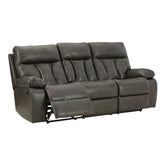 Willamen Reclining Sofa with Drop Down Table Ash-1480189