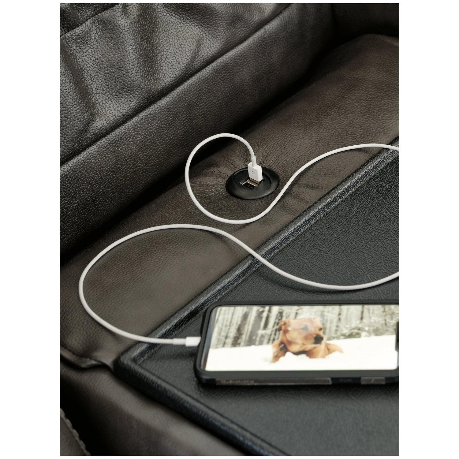 Willamen Reclining Sofa with Drop Down Table Ash-1480189